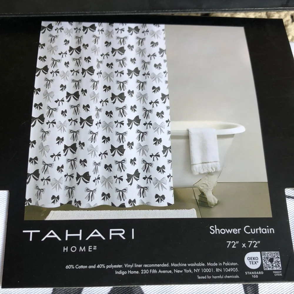 Tahari Home Monochrome BOW Shower Curtain